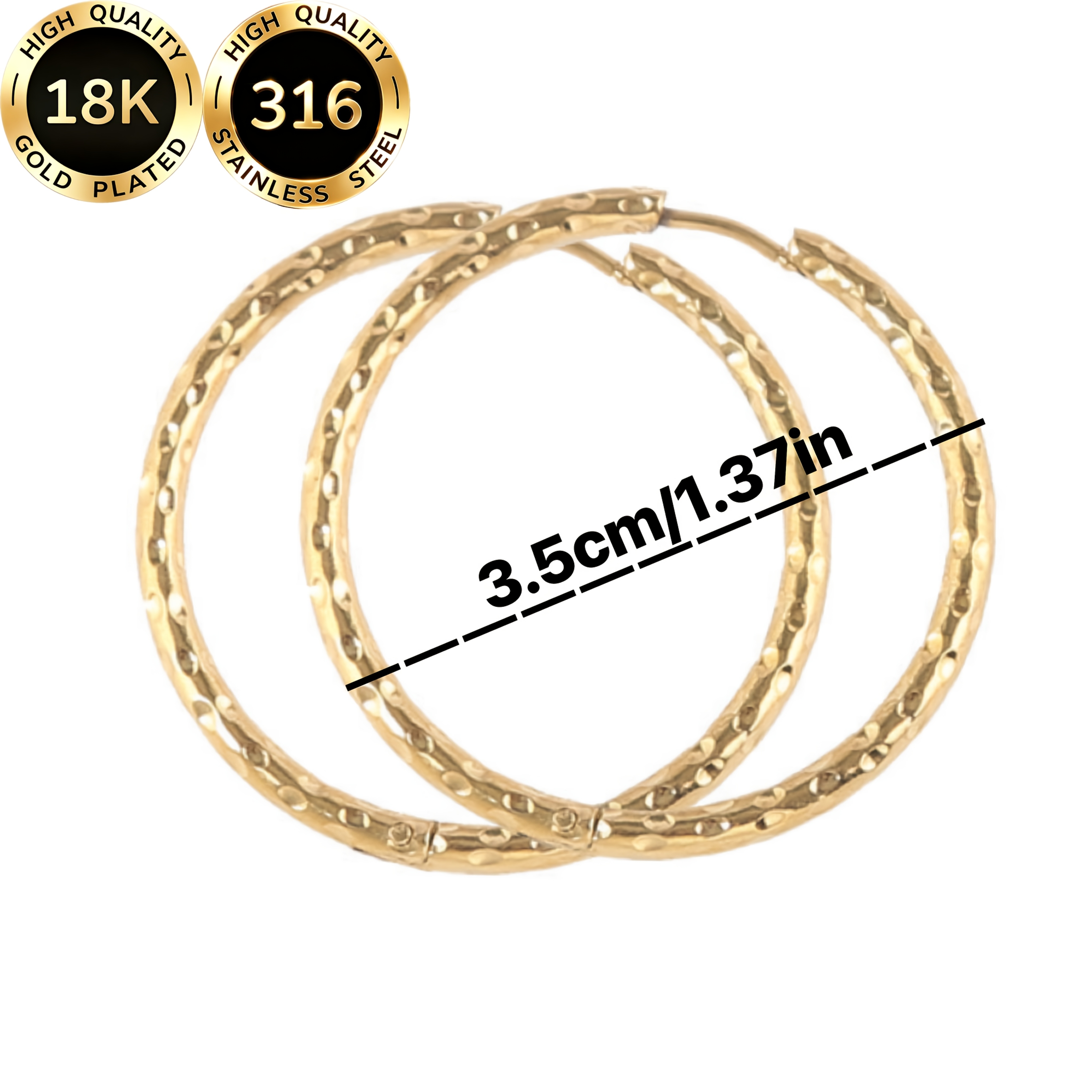 Women's 18K Gold-Plated Minimalist Curved Hoop Earrings